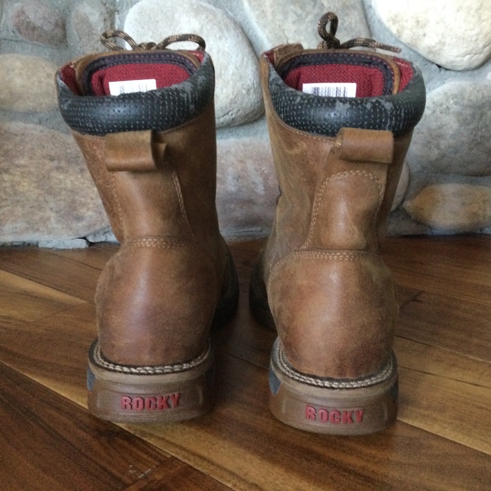 Rocky IronClad Waterproof Leather Work Boots Brown Lace-Up - Picture 5 of 9